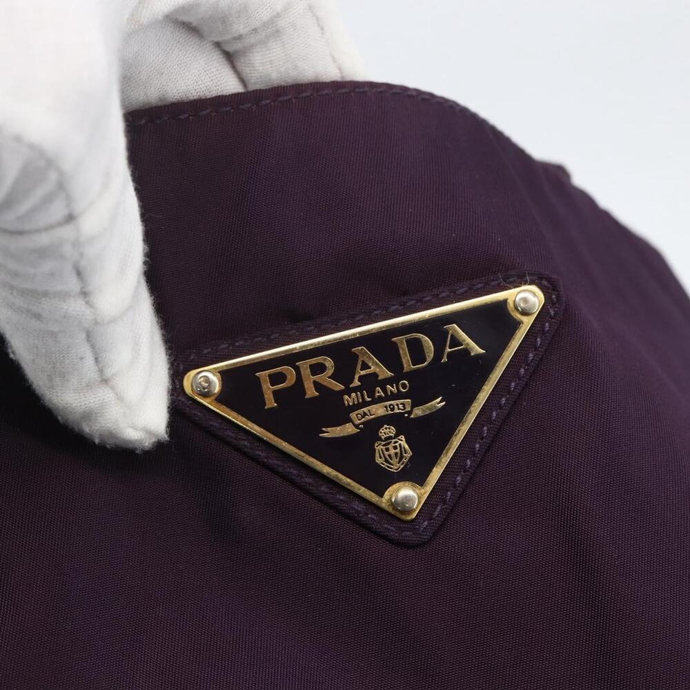 PRADA Hand Bag Nylon Metal Purple Gold Auth 155415 - Picture 10 of 16